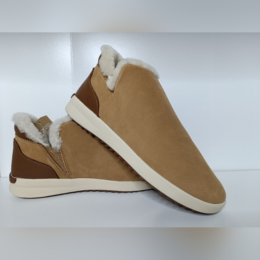 Olukai Womens Size 9 MALUA HULU Leather Boots Tan Tapa Palewai Water Resistant